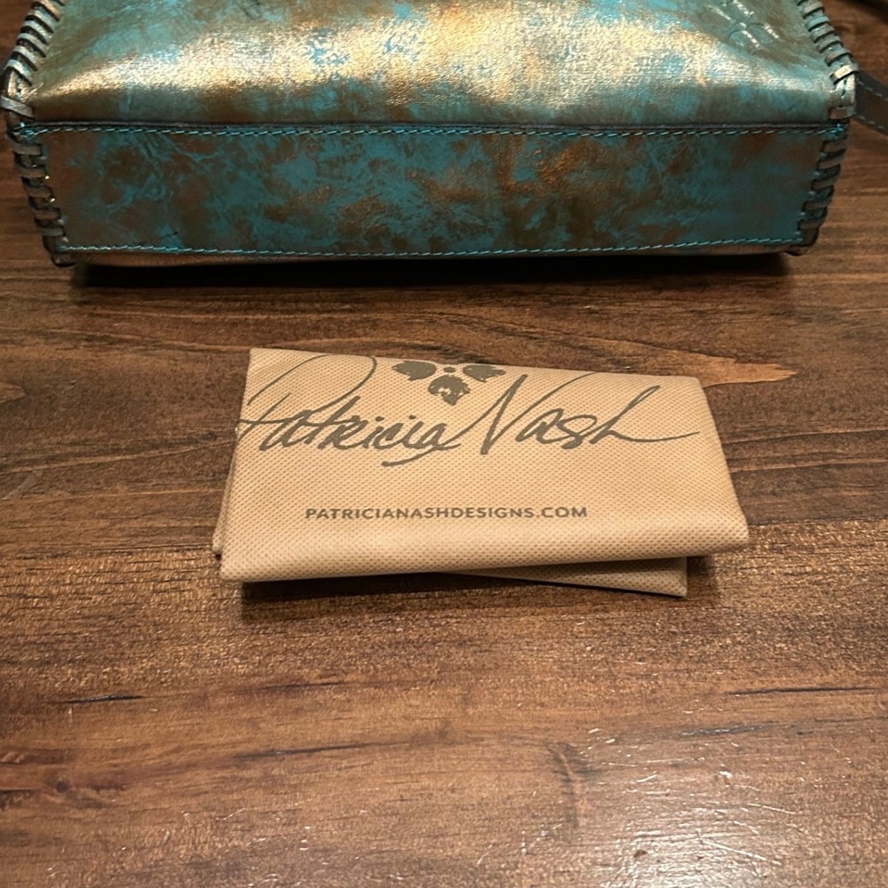 Patricia Nash Crossbody Bag Purse Turquoise Leather Western Boho Artisan Rustic - Picture 9 of 10
